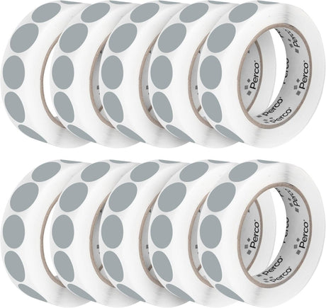 Perco 1 - Inch Round Circle Dot Sticker Labels – Easy Peel Perforation – Made in USA - Grey 10