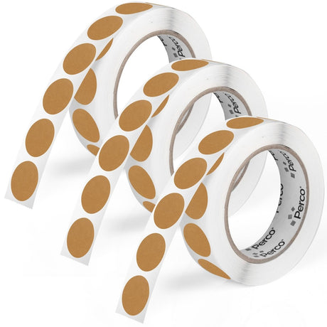 Perco 1 - Inch Round Circle Dot Sticker Labels – Easy Peel Perforation – Made in USA - Kraft Brown 3
