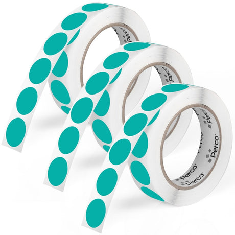 Perco 1 - Inch Round Circle Dot Sticker Labels – Easy Peel Perforation – Made in USA - Teal 3