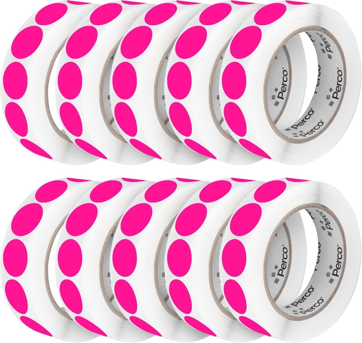 Perco 1 - Inch Round Circle Dot Sticker Labels – Easy Peel Perforation – Made in USA - Fluorescent Pink 10