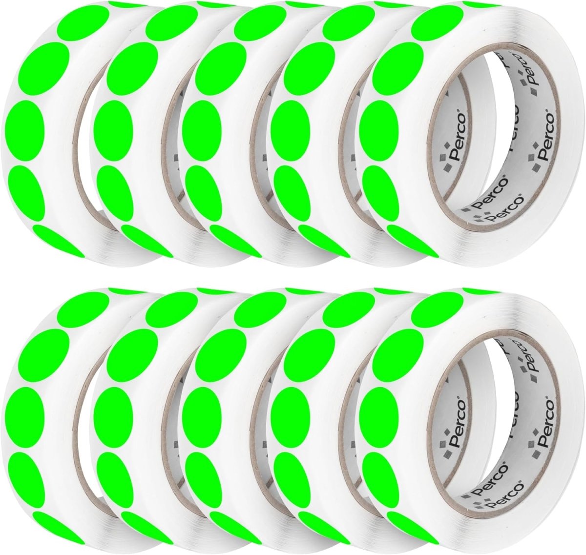Perco 1 - Inch Round Circle Dot Sticker Labels – Easy Peel Perforation – Made in USA - Fluorescent Green 10