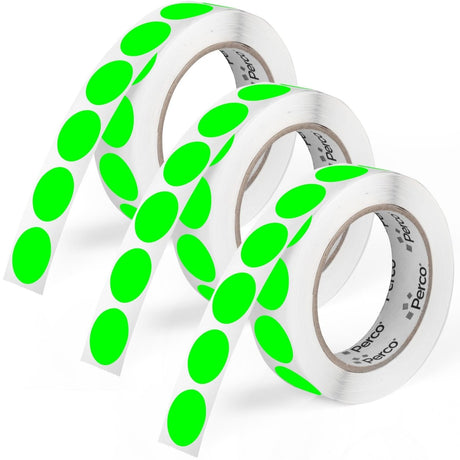 Perco 1 - Inch Round Circle Dot Sticker Labels – Easy Peel Perforation – Made in USA - Fluorescent Green 3
