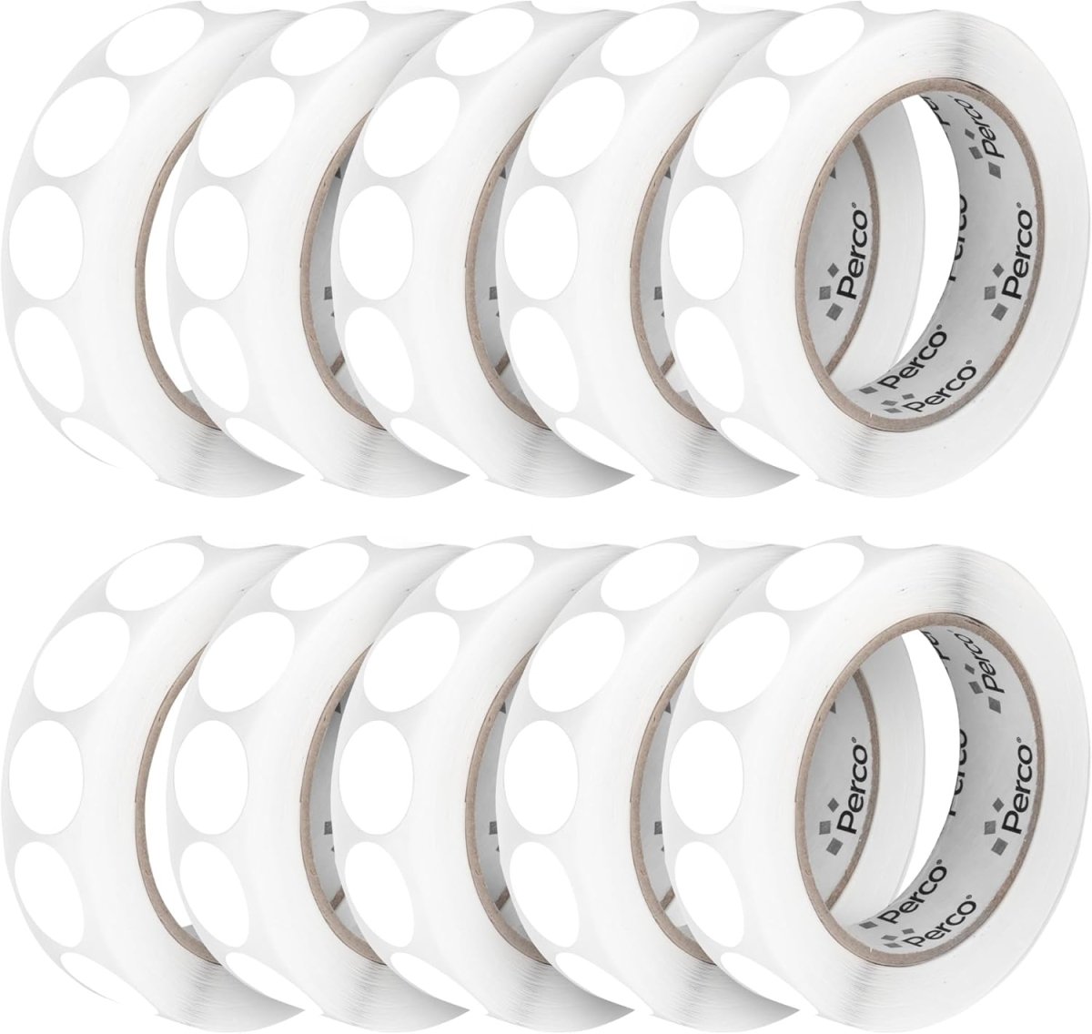 Perco 1 - Inch Round Circle Dot Sticker Labels – Easy Peel Perforation – Made in USA - White 10