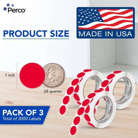 Perco 1 - Inch Round Circle Dot Sticker Labels – Easy Peel Perforation – Made in USA - Red 3