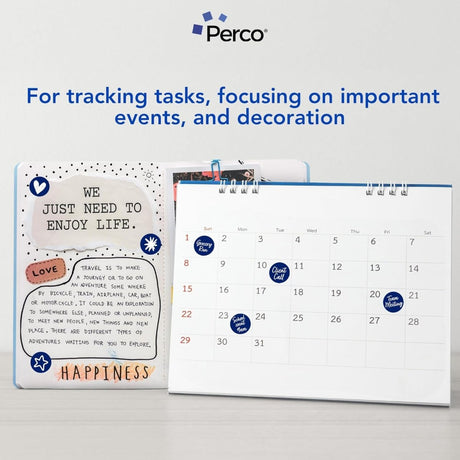 Perco 1 - Inch Round Circle Dot Sticker Labels – Easy Peel Perforation – Made in USA - Dark Blue 10