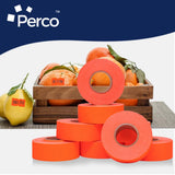 Perco 1 Line - Blank Price and Date Gun Labels for Perco Lite, X, Plus and Pro 1 Line Price and Date Guns - Fluorescent Red 1 Sleeve / 8 Rolls / 8000 Blank Pricing Labels