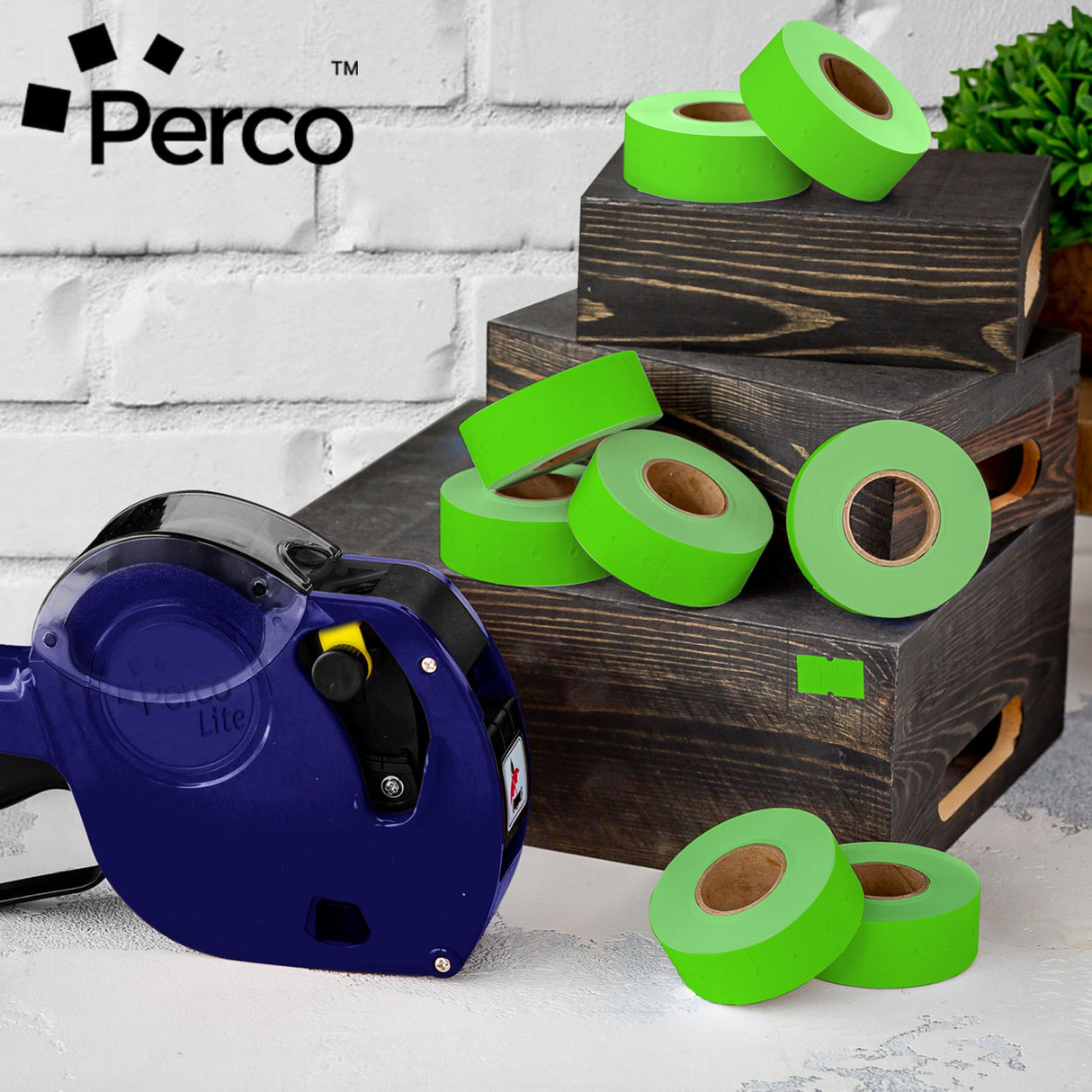 Perco 1 Line - Blank Price and Date Gun Labels for Perco Lite, X, Plus and Pro 1 Line Price and Date Guns - White 1 Sleeve / 8 Rolls / 8000 Blank Pricing Labels