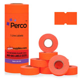 Perco 1 Line - Blank Price and Date Gun Labels for Perco Lite, X, Plus and Pro 1 Line Price and Date Guns - Fluorescent Red 1 Sleeve / 8 Rolls / 8000 Blank Pricing Labels