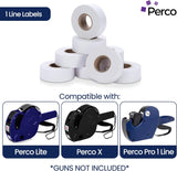 Perco 1 Line - Blank Price and Date Gun Labels for Perco Lite, X, Plus and Pro 1 Line Price and Date Guns - White Package of 4 Sleeves / 32 Rolls / 32000 Blank Pricing Labels