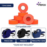 Perco 1 Line - Blank Price and Date Gun Labels for Perco Lite, X, Plus and Pro 1 Line Price and Date Guns - Fluorescent Red 1 Sleeve / 8 Rolls / 8000 Blank Pricing Labels
