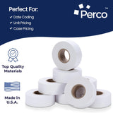 Perco 1 Line - Blank Price and Date Gun Labels for Perco Lite, X, Plus and Pro 1 Line Price and Date Guns - White Package of 4 Sleeves / 32 Rolls / 32000 Blank Pricing Labels
