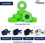 Perco 1 Line - Blank Price and Date Gun Labels for Perco Lite, X, Plus, and Pro 1 Line Price and Date Guns - Fluorescent Green 1 Sleeve / 8 Rolls / 8000 Blank Pricing Labels