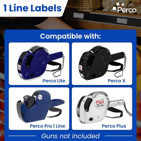 Perco 1 Line - Blank Price and Date Gun Labels for Perco Lite, X, Plus, and Pro 1 Line Price and Date Guns - Custom Labels Case of 30 Sleeves / 240 Rolls / 240000 Blank Pricing Labels