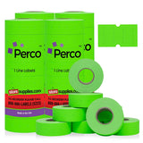 Perco 1 Line - Blank Price and Date Labeler Labels for Perco Lite, X, Plus, and Pro 1 Line Price and Date Labeler - Fluorescent Green Package of 4 Sleeves / 32 Rolls / 32000 Blank Pricing Labels