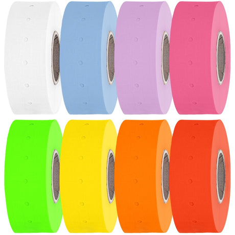 Perco 1 Line - Blank Price and Date Gun Labels for Perco Lite, X, Plus, and Pro 1 Line Price and Date Guns - Multicolored 1 Sleeve / 8 Rolls / 8000 Blank Pricing Labels