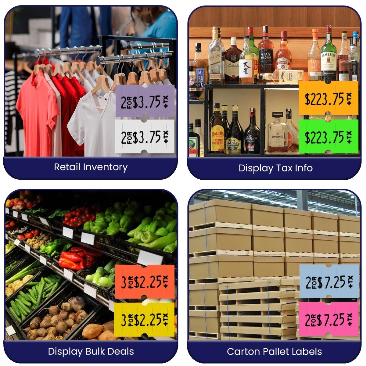Perco 1 Line - Blank Price and Date Gun Labels for Perco Lite, X, Plus, and Pro 1 Line Price and Date Guns - Multicolored 1 Sleeve / 8 Rolls / 8000 Blank Pricing Labels