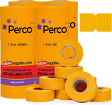 Perco 1 Line - Blank Price and Date Gun Labels for Perco Lite, X, Plus, and Pro 1 Line Price and Date Guns - Fluorescent Orange Package of 4 Sleeves / 32 Rolls / 32000 Blank Pricing Labels