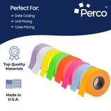Perco 1 Line - Blank Price and Date Gun Labels for Perco Lite, X, Plus, and Pro 1 Line Price and Date Guns - Multicolored 1 Sleeve / 8 Rolls / 8000 Blank Pricing Labels