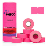 Perco 1 Line - Blank Price and Date Gun Labels for Perco Lite, X, Plus, and Pro 1 Line Price and Date Guns - Fluorescent Pink 1 Sleeve / 8 Rolls / 8000 Blank Pricing Labels
