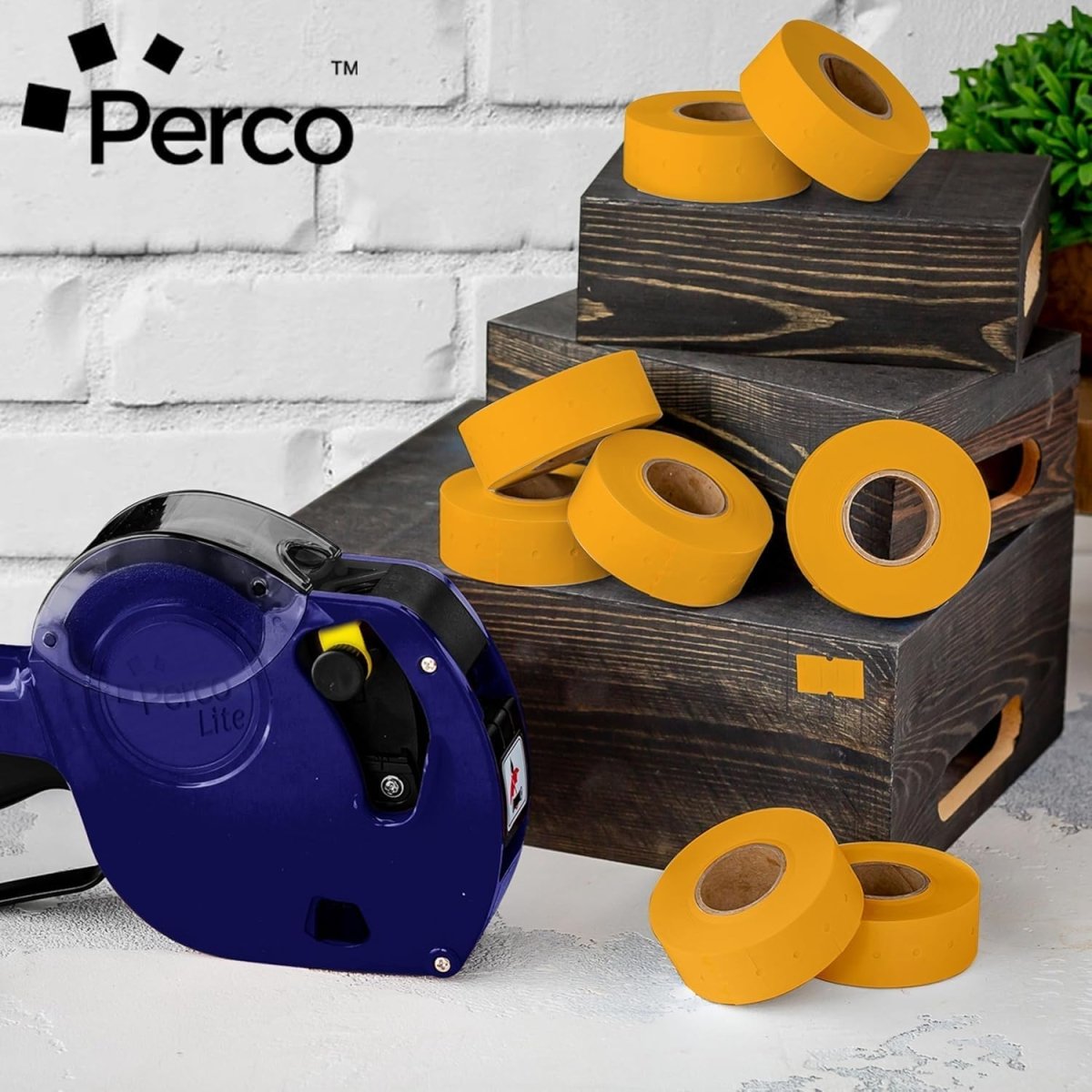 Perco 1 Line - Blank Price and Date labeler Labels for Perco Lite, X, Plus and Pro 1 Line Price and Date Labeler (Copy) - Fluorescent Orange 30 Sleeves / 240 Rolls / 240000 Blank Pricing Labels