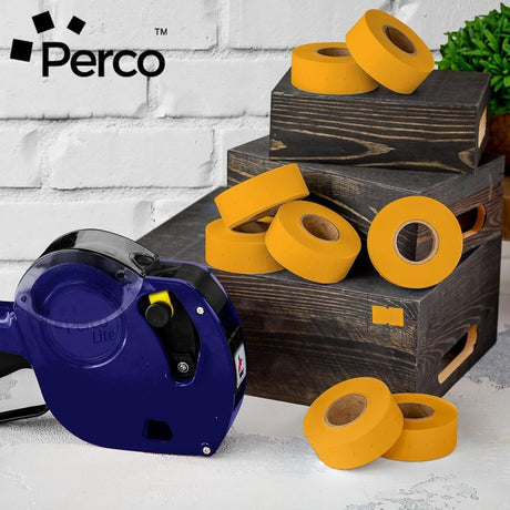 Perco 1 Line - Blank Price and Date labeler Labels for Perco Lite, X, Plus and Pro 1 Line Price and Date Labeler (Copy) - Fluorescent Orange 30 Sleeves / 240 Rolls / 240000 Blank Pricing Labels