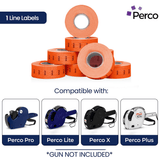 Perco 1 Line - Blank Price and Date labeler Labels for Perco Lite, X, Plus and Pro 1 Line Price and Date Labeler (Copy) - Fluorescent Red Sale 4 Sleeves / 32 Rolls / 32000 Blank Pricing Labels