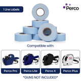 Perco 1 Line - Blank Price and Date labeler Labels for Perco Lite, X, Plus and Pro 1 Line Price and Date Labeler (Copy) - Blue 1 Sleeve / 8 Rolls / 8000 Blank Pricing Labels
