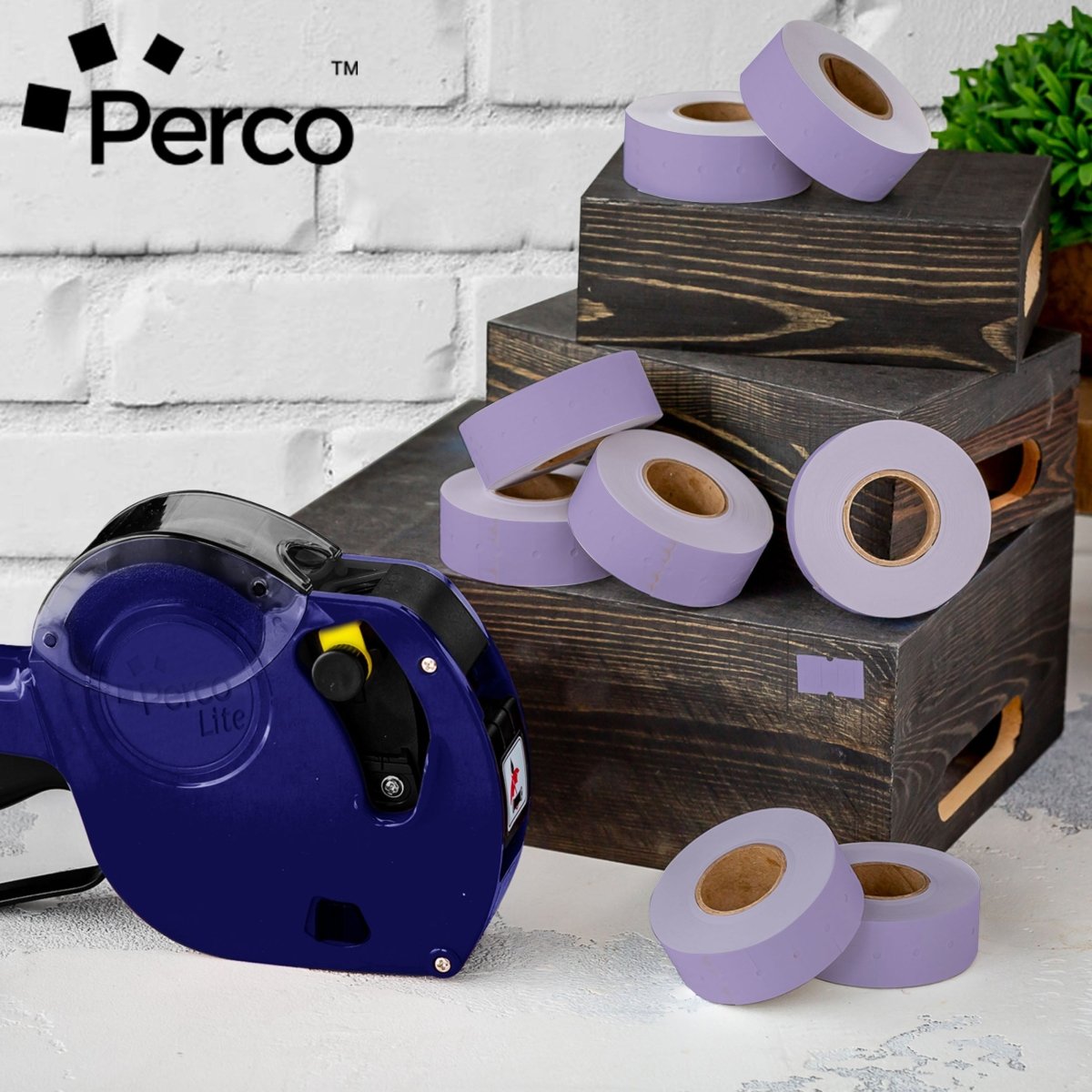 Perco 1 Line - Blank Price and Date labeler Labels for Perco Lite, X, Plus and Pro 1 Line Price and Date Labeler (Copy) - Lavender 4 Sleeves / 32 Rolls / 32000 Blank Pricing Labels