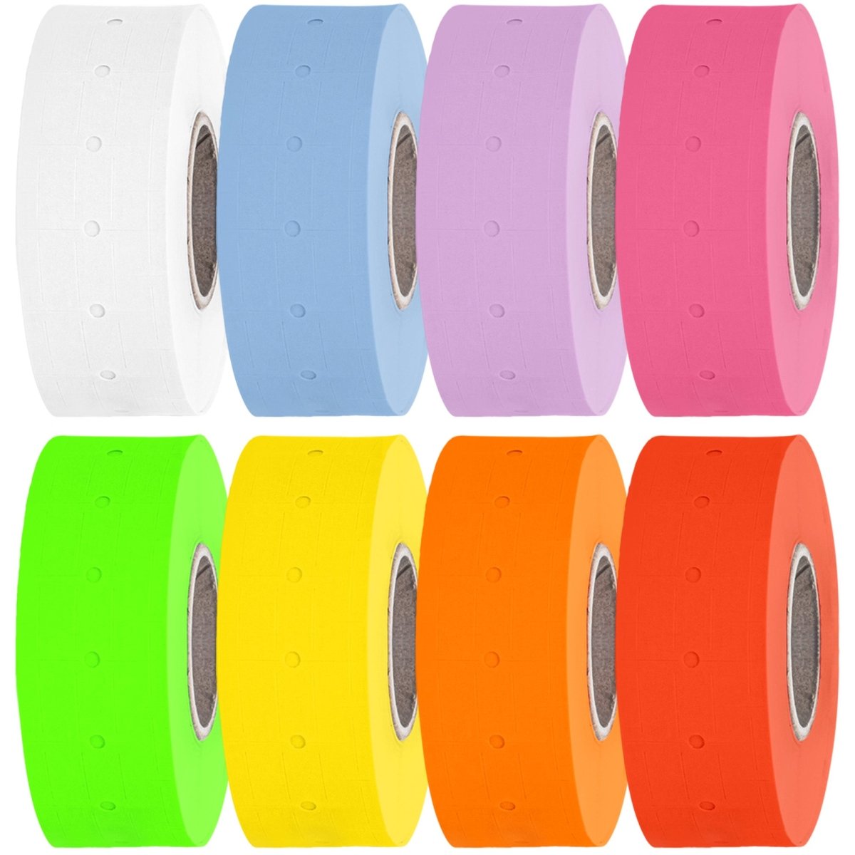 Perco 1 Line - Blank Price and Date labeler Labels for Perco Lite, X, Plus and Pro 1 Line Price and Date Labeler (Copy) - Multicolored 10 Sleeves / 80 Rolls / 80000 Blank Pricing Labels