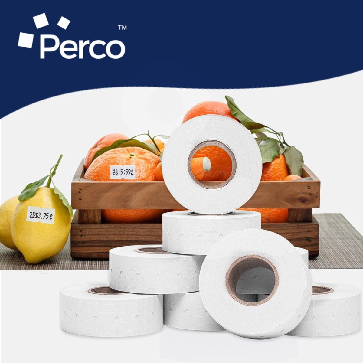 Perco 1 Line - Blank Price and Date labeler Labels for Perco Lite, X, Plus and Pro 1 Line Price and Date Labeler (Copy) - White 30 Sleeves / 240 Rolls / 240000 Blank Pricing Labels