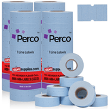 Perco 1 Line - Blank Price and Date labeler Labels for Perco Lite, X, Plus and Pro 1 Line Price and Date Labeler (Copy) - Blue 4 Sleeves / 32 Rolls / 32000 Blank Pricing Labels