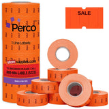 Perco 1 Line - Blank Price and Date labeler Labels for Perco Lite, X, Plus and Pro 1 Line Price and Date Labeler (Copy) - Fluorescent Red Sale 1 Sleeve / 8 Rolls / 8000 Blank Pricing Labels