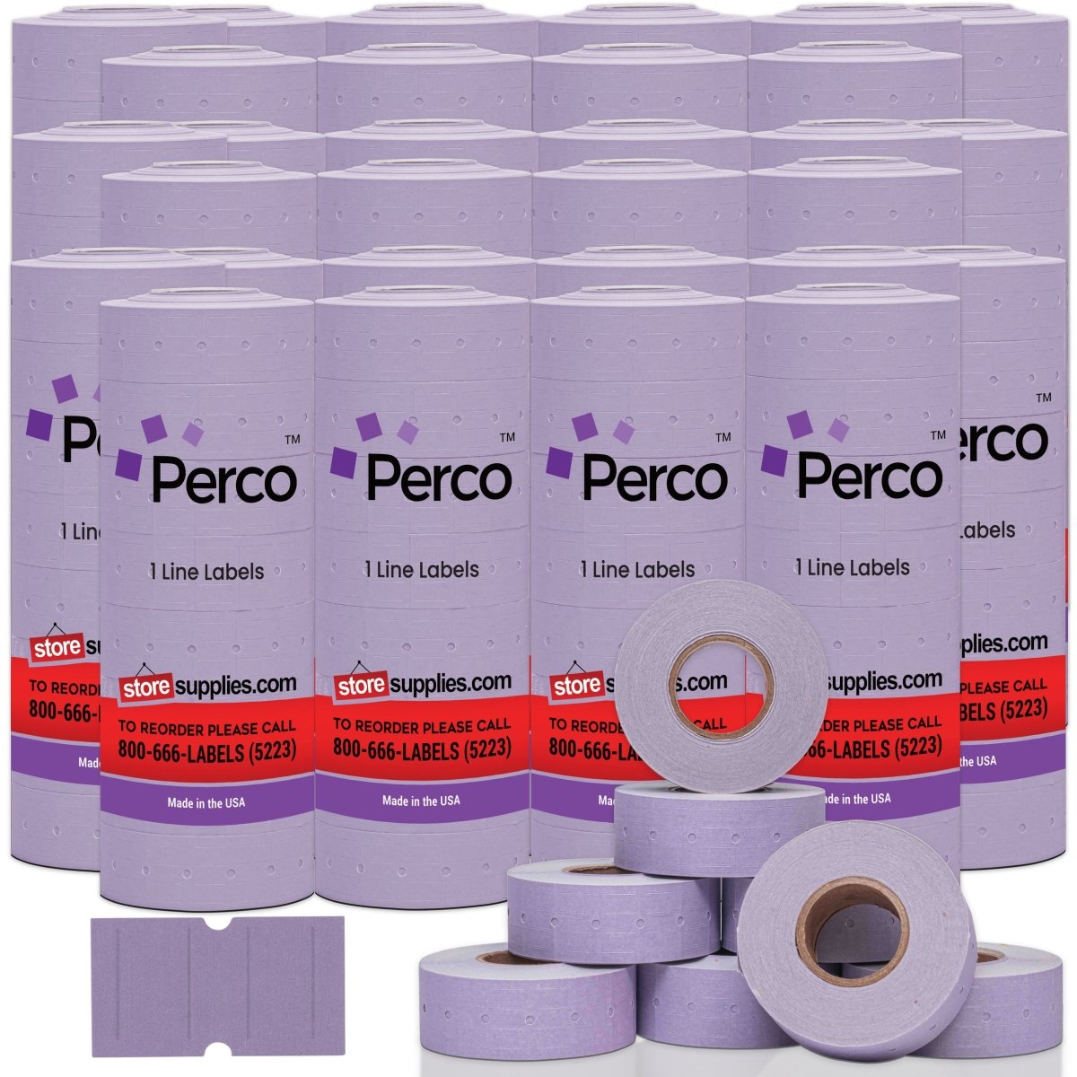 Perco 1 Line - Blank Price and Date labeler Labels for Perco Lite, X, Plus and Pro 1 Line Price and Date Labeler (Copy) - Lavender 30 Sleeves / 240 Rolls / 240000 Blank Pricing Labels