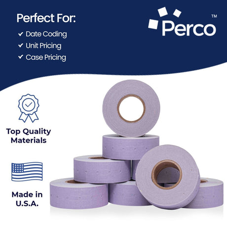 Perco 1 Line - Blank Price and Date labeler Labels for Perco Lite, X, Plus and Pro 1 Line Price and Date Labeler (Copy) - Lavender 30 Sleeves / 240 Rolls / 240000 Blank Pricing Labels