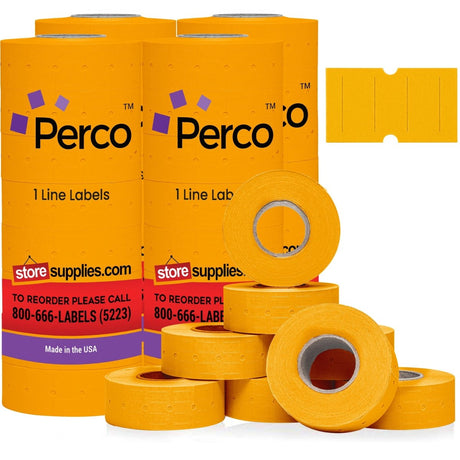 Perco 1 Line - Blank Price and Date labeler Labels for Perco Lite, X, Plus and Pro 1 Line Price and Date Labeler (Copy) - Fluorescent Orange 4 Sleeves / 32 Rolls / 32000 Blank Pricing Labels