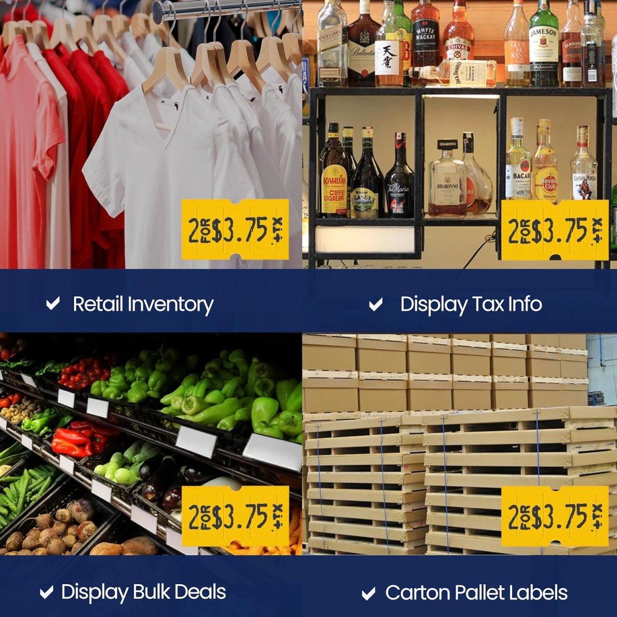 Perco 1 Line - Blank Price and Date labeler Labels for Perco Lite, X, Plus and Pro 1 Line Price and Date Labeler (Copy) - Yellow 4 Sleeves / 32 Rolls / 32000 Blank Pricing Labels