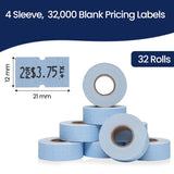 Perco 1 Line - Blank Price and Date labeler Labels for Perco Lite, X, Plus and Pro 1 Line Price and Date Labeler (Copy) - Blue 4 Sleeves / 32 Rolls / 32000 Blank Pricing Labels