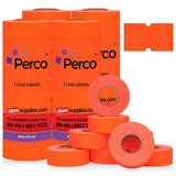 Perco 1 Line - Blank Price and Date labeler Labels for Perco Lite, X, Plus and Pro 1 Line Price and Date Labeler (Copy) - Fluorescent Red 4 Sleeves / 32 Rolls / 32000 Blank Pricing Labels