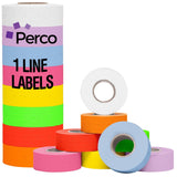 Perco 1 Line - Blank Price and Date labeler Labels for Perco Lite, X, Plus and Pro 1 Line Price and Date Labelers - Multicolored 1 Sleeve