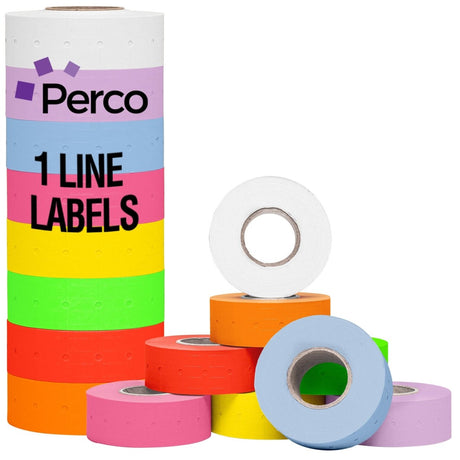 Perco 1 Line - Blank Price and Date labeler Labels for Perco Lite, X, Plus and Pro 1 Line Price and Date Labelers - Multicolored 1 Sleeve
