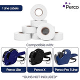 Perco 1 Line Book Adhesive Labels - 8 Rolls, 1 Sleeve, 8,000 Blank Labels for Perco 1 Line Guns - Designed for Safe Use on Books Without Damage or Ripping - Ideal for Libraries & Retail - Made in USA - Store Supplies