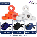 Perco 1 - Line Color Code Labels for Perco Lite, X, Plus & Pro 1 Line - White and Fluorescent Red / 2 Sleeves / 16 rolls / 16000 Blank Pricing Labels