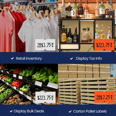 Perco 1 - Line Color Code Labels for Perco Lite, X, Plus & Pro 1 Line - White and Fluorescent Red / 2 Sleeves / 16 rolls / 16000 Blank Pricing Labels