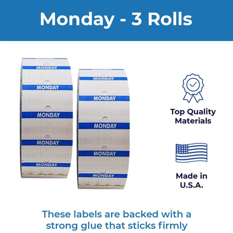 Perco 1 Line Day of The Week Labels - 3 Rolls, Blank Dating Labels for Perco 1 Line Price & Date Guns (Monday - 1 Line Labels) - Store Supplies