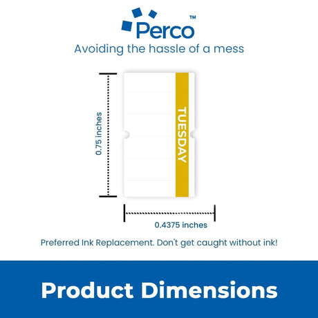 Perco 1 Line Day of The Week Labels - 3 Rolls, Blank Dating Labels for Perco 1 Line Price & Date Guns (Tuesday - 3 Rolls, 1 Line Labels) - Store Supplies