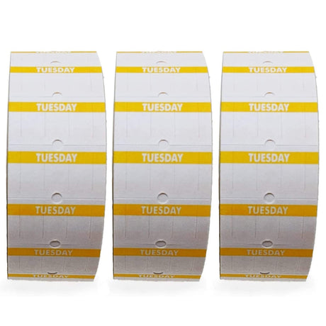 Perco 1 Line Day of The Week Labels - 3 Rolls, Blank Dating Labels for Perco 1 Line Price & Date Guns (Tuesday - 3 Rolls, 1 Line Labels) - Store Supplies