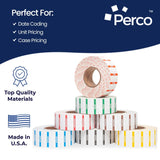 Perco 1 Line Day of The Week Labels - 7 Rolls, Blank Dating Labels for Perco 1 Line Price & Date Guns (Full Week - 1 Sleeve, 1 Line Labels) - Store Supplies