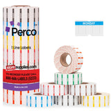 Perco 1 Line Day of The Week Labels - 7 Rolls, Blank Dating Labels for Perco 1 Line Price & Date Guns (Full Week - 1 Sleeve, 1 Line Labels) - Store Supplies