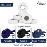 Perco 1 Line Freezer Adhesive Price Labels For Perco Lite, X, Plus and Pro 1 Line - Package of 4 Sleeves / 32 Rolls / 32000 Pricing and Date Labels