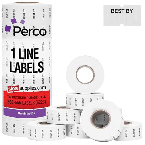 Perco 1 Line Labels - Date Labels - BEST BY 1 Sleeve / 8 Rolls / 8000 Blank Date Labels